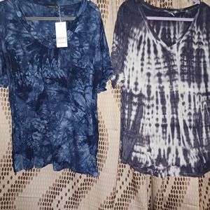 Womens tie dye tops shirts Lot of 2 short sleeve Size XXL Old Navy NEW!